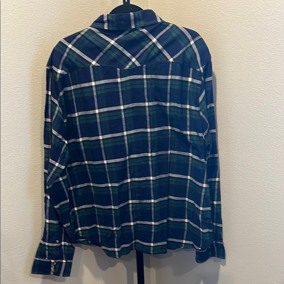 JACHS Girlfriend Navy and Green Plaid Shirt - Picture 3 of 3